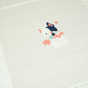 Dog with flower (J'adore Paris) / peach - panel looped knit
