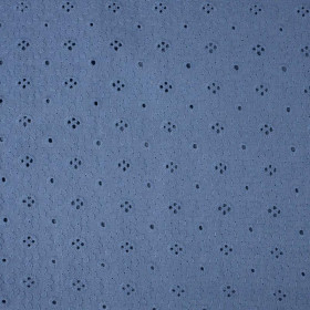 FLOWERS / muted blue - Embroidered cotton fabric