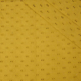 DROPS / mustard - Embroidered cotton fabric