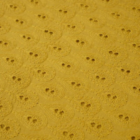 DROPS / mustard - Embroidered cotton fabric