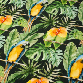 PARROTS pat. 2 / black (JUNGLE) - single jersey 