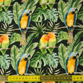 PARROTS pat. 2 / black (JUNGLE) - single jersey 