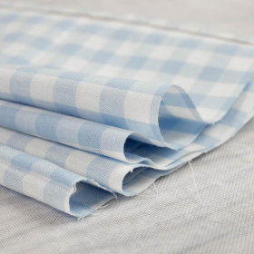 CHECKED / light blue - Cotton woven fabric