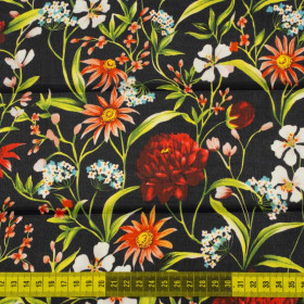 FLOWERS ON THE MEADOW pat. 3 / navy - Chiffon