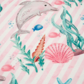 DOLPHINS / STRIPES (MAGICAL OCEAN) / pink