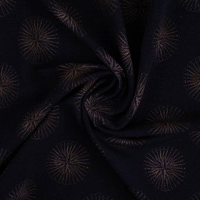 GOLDEN COMPASSES (GOLDEN OCEAN) / dark blue - looped knit fabric