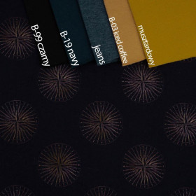 GOLDEN COMPASSES (GOLDEN OCEAN) / dark blue - looped knit fabric