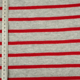 MELANGE GREY STRIPES / red (2cmx0,7cm) - Fancy knit fabric
