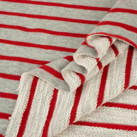MELANGE GREY STRIPES / red (2cmx0,7cm) - Fancy knit fabric