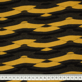 WAVES 3D / mustard - Single jersey with lockstitch