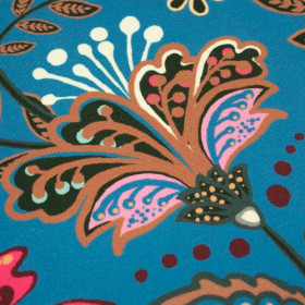 FLOWERS (pattern no. 3 pink) / blue - dress panel TE210