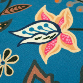FLOWERS (pattern no. 3 pink) / blue - dress panel TE210