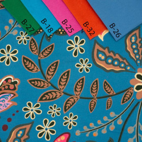 FLOWERS (pattern no. 3 pink) / blue - dress panel TE210