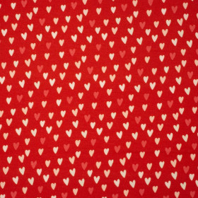 MINI HEARTS / RED (BIRDS IN LOVE) - single jersey with elastane 
