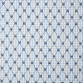 HEARTS AND RHOMBUSES / BLUE CHECK - POPLIN 100% cotton 