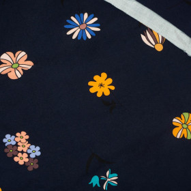 PAINTED FLOWERS / navy - viscose woven fabric