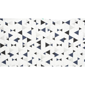 GEOMETRIC TRIANGLES NAVY 2 / white - single jersey with elastane TE210