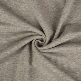 MELANGE LIGHT GRAY / BLACK DOTS - Hydrophobic cotton loop knit fabric 300g