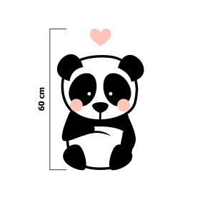 PANDA / PALE PINK size "L" 75x110 cm - white (front) - SINGLE JERSEY PANEL 