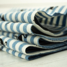 STRIPED FLAMINGOS / blue - single jersey TE210