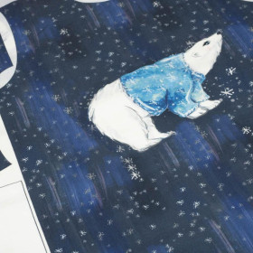 CHILDREN'S PAJAMAS " MIKI" - WHITE BEAR IN SWEATER / navy (ENCHANTED WINTER) - sewing set