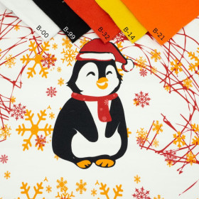 PENGUIN SANTA 2.0 / red M (50cm x 60cm) - panel single jersey TE210