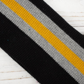 Folded ribbing BLACK / grey-mustard 140cm