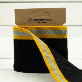 Flat ribbing BLACK / mustard-grey - 140cm