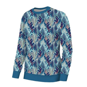 WOMEN'S SWEATSHIRT (HANA) BASIC - BLUE LEAVES (VINTAGE) - sewing set