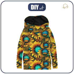 SNOOD SWEATSHIRT (FURIA) - SUNFLOWERS pat. 1 - looped knit fabric 