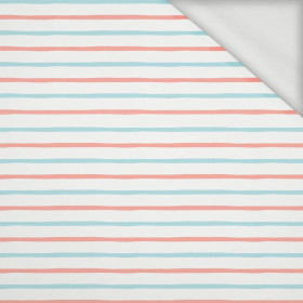 PINK - MINT STRIPES (PASTEL SKY)  - looped knit fabric