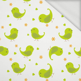 GREEN BIRDS (ANIMAL GARDEN) - looped knit fabric
