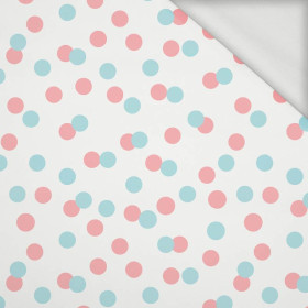 PASTEL DOTS / mint - salmon pink (PASTEL SKY) - looped knit fabric