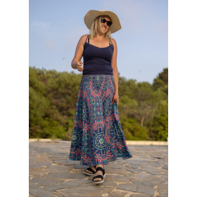 LEAVES AND FEATHERS - skirt panel "MAXI" - crepe