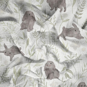 GREY BUNNIES pat. 1 (PASTEL BUNNIES) - Cotton muslin
