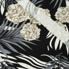 PALM TREE LEAVES / grey - viscose woven fabric