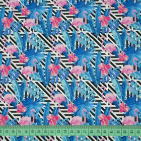 TROPICAL FLAMINGOS - quick-drying woven fabric