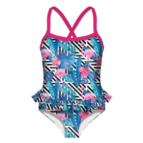 Girl's swimsuit - TROPICAL FLAMINGOS - sewing set