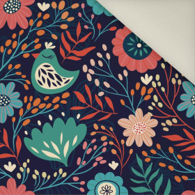 FOLK BIRDS / navy- Upholstery velour 