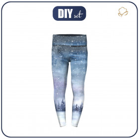 GIRLS THERMO LEGGINGS (DORA) - WINTER LANDSCAPE PAT. 2 (PAINTED FOREST) - sewing set