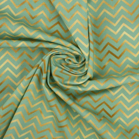 GOLDEN ZIGZAGS (GOLDEN OCEAN) / mint - single jersey with elastane 