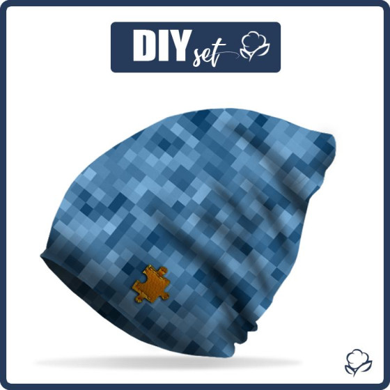 "Beanie" cap - PIXELS pat. 2 / blue / Choice of sizes