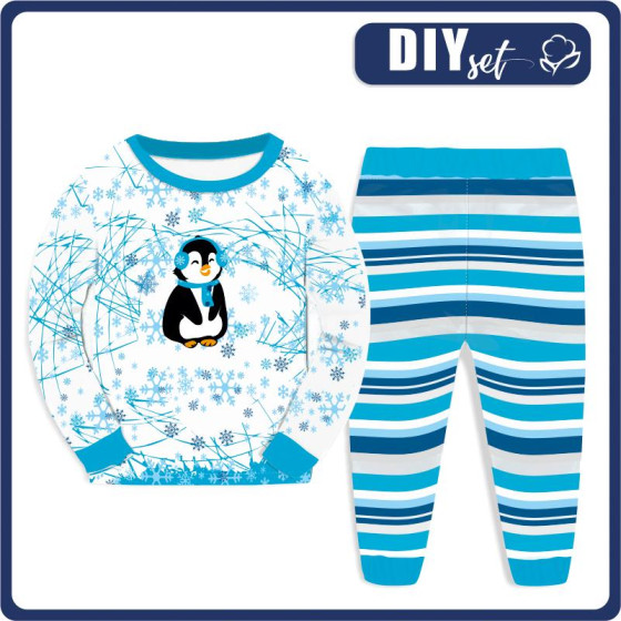 CHILDREN'S PAJAMAS " MIKI" - PENGUIN 2.0 / turquoise - sewing set