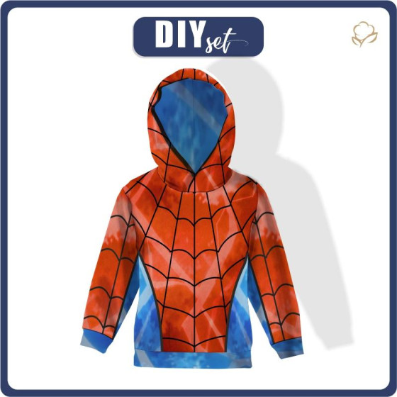 KIDS HOODIE (ALEX) - SPIDER’S WEB (red) - sewing set