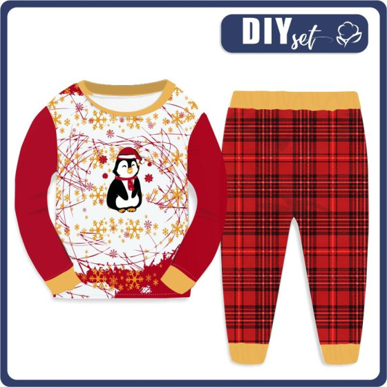 CHILDREN'S PAJAMAS " MIKI" - PENGUIN SANTA 2.0 / red - sewing set