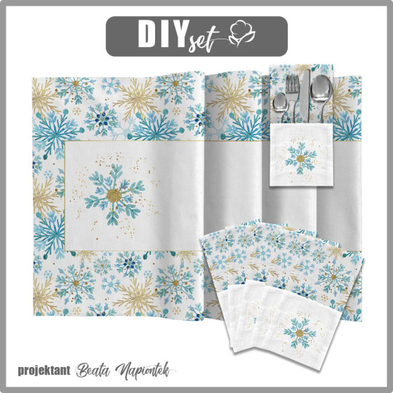 NAPKINS AND RUNNER - BLUE SNOWFLAKES - sewing set