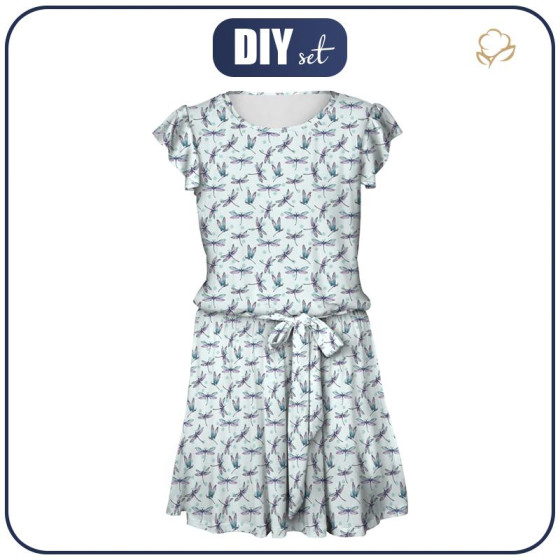 DRESS "EMMA" - DRAGONFLIES pat. 2 (DRAGONFLIES AND DANDELIONS) - Viscose jersey with elastane