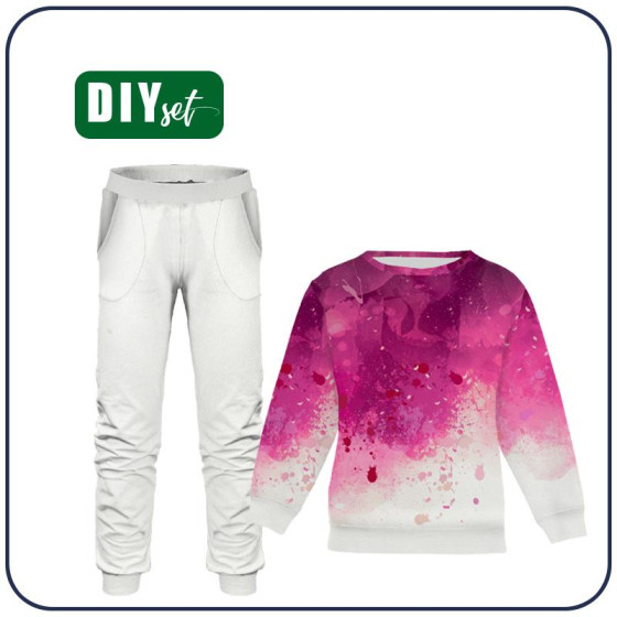 Children's tracksuit (MILAN) - SPECKS (fuchsia) - sewing set