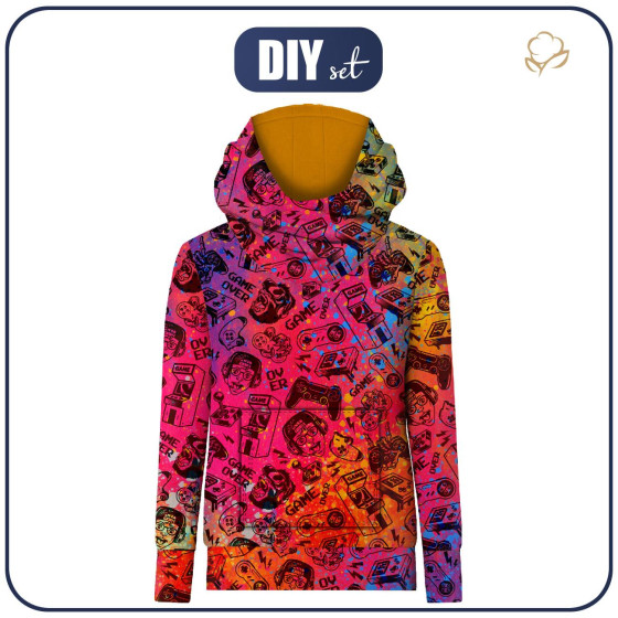 HYDROPHOBIC HOODIE UNISEX - GAME OVER / COLORFUL SPECKS - sewing set