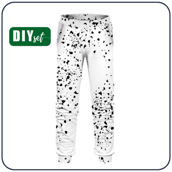 CHILDREN'S JOGGERS (LYON) - SPOTS / BLACK (DIA DE LOS MUERTOS) - looped knit fabric 